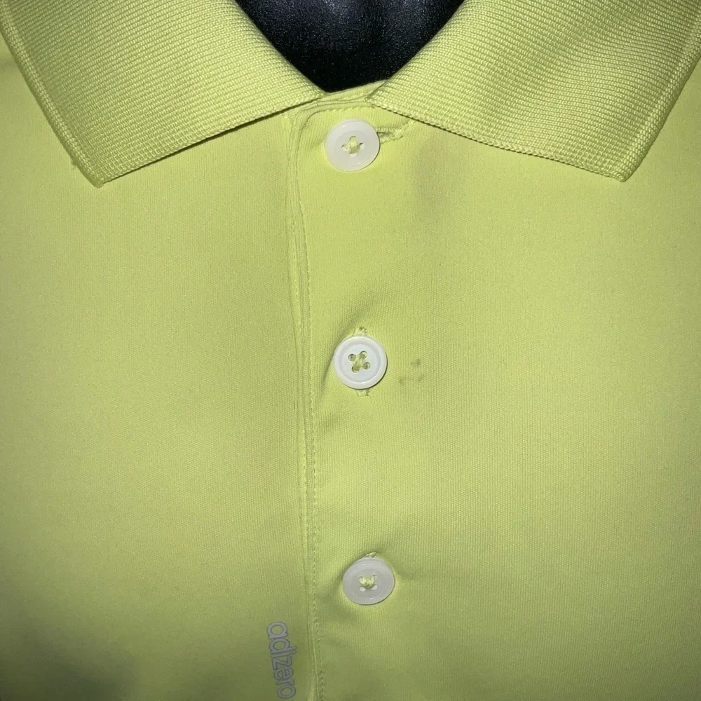 Men’s used adidas size L large golf volt green polo shirt adizero